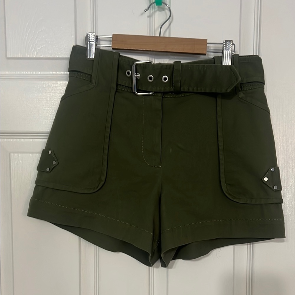 NWT Derek Lam Dark Green Women's Cargo Shorts with Belt
